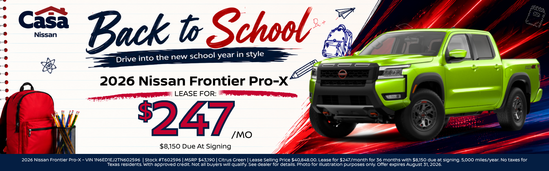 Casa Nissan August Incentives