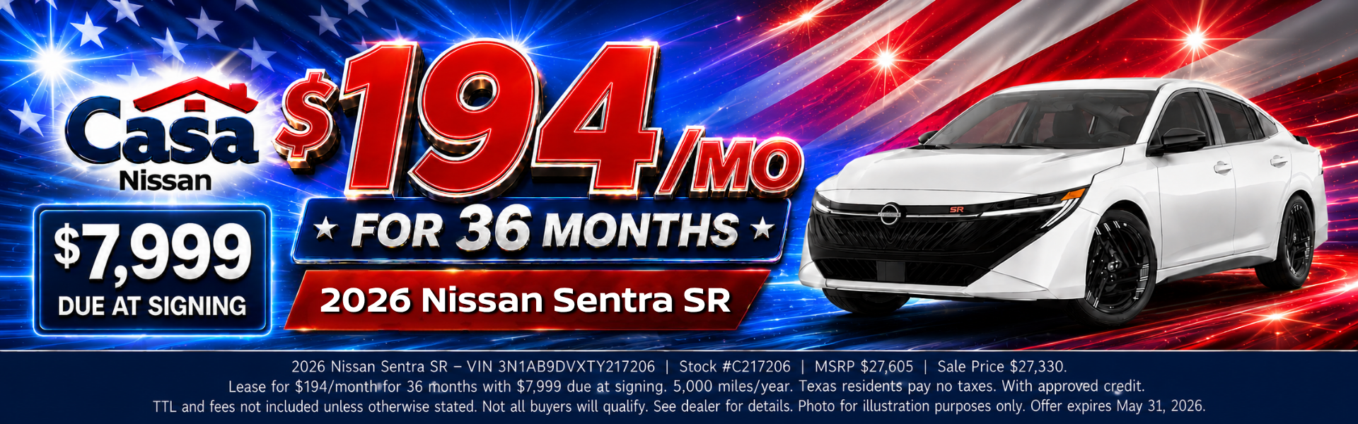 Casa Nissan May Incentives